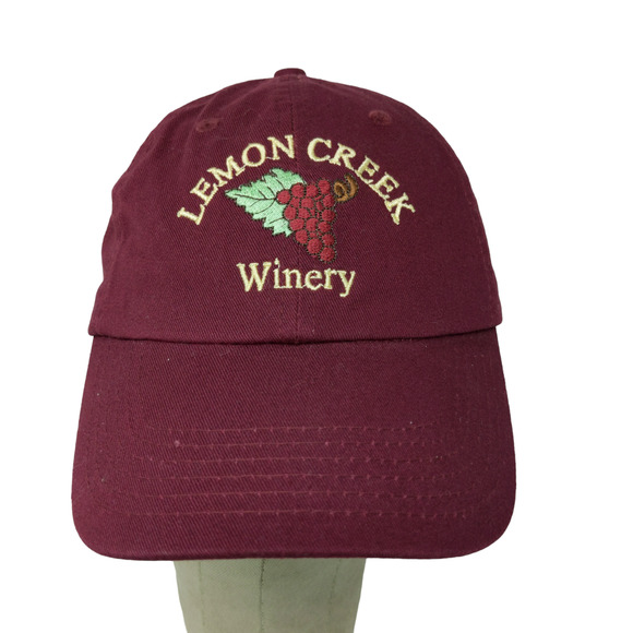 Lemon Creek Winery Slideback Hat Red Adjustable Embroidered Logo Grapes - Picture 1 of 11